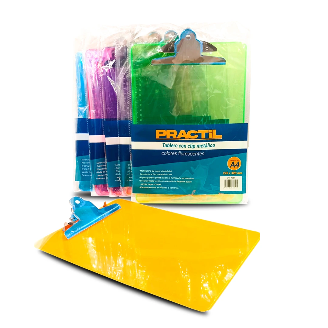 Tablero Práctil A4 – 4 Colores Fluorescentes