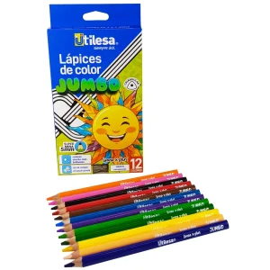 Pinturas de Colores 12 Piezas Triangular Jumbo con Sacapuntas Utilesa