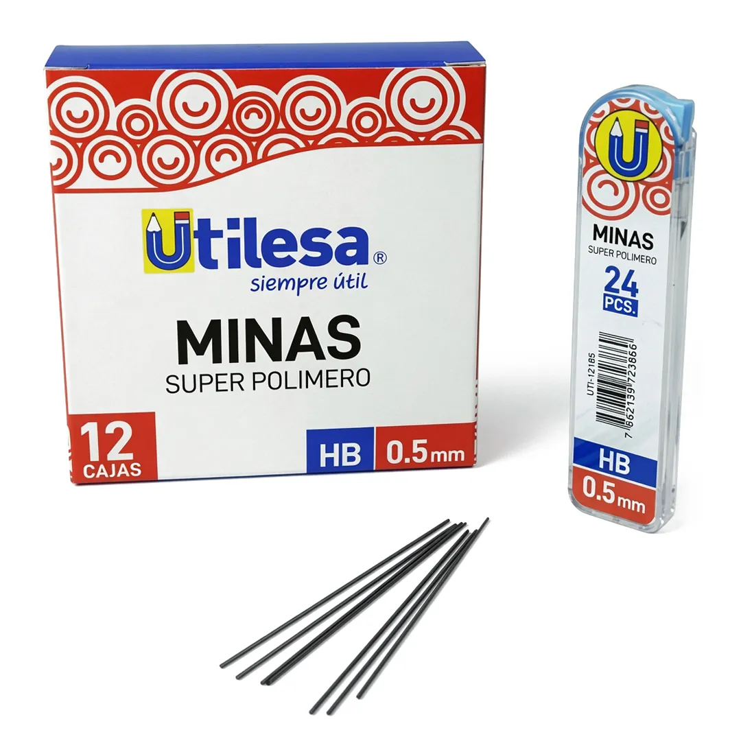 Minas 0.5 mm HB Utilesa x24 en Tubo