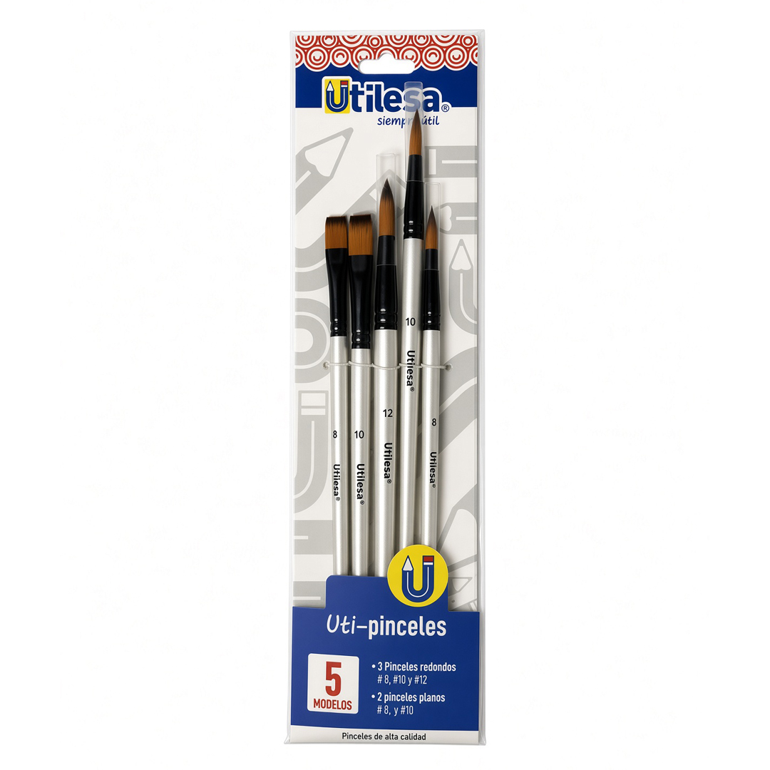 Set de Pinceles Surtidos x5 Unidades Utilesa