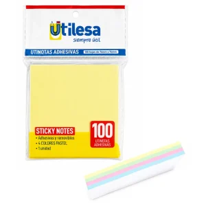 Nota Adhesiva 3x3 Pulgadas Pastel 4 Colores Utilesa