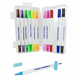 Caja de Marcadores de Colores 12 Piezas Doble Punta Pincel y Normal