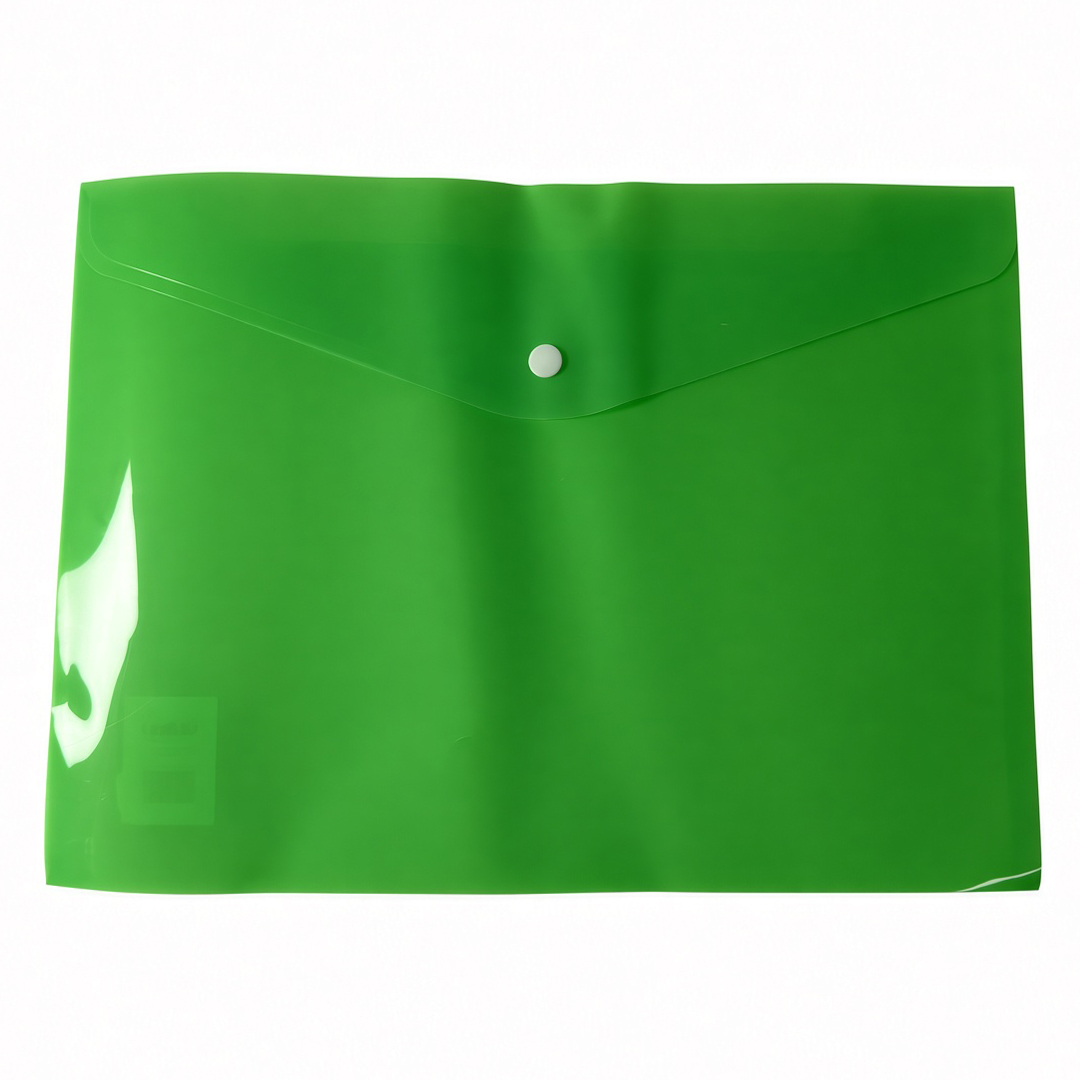 Sobre Plástico A4 con Broche – Verde