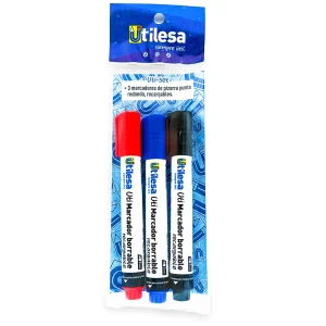 Marcadores para Pizarra Recargables Utilesa x 3