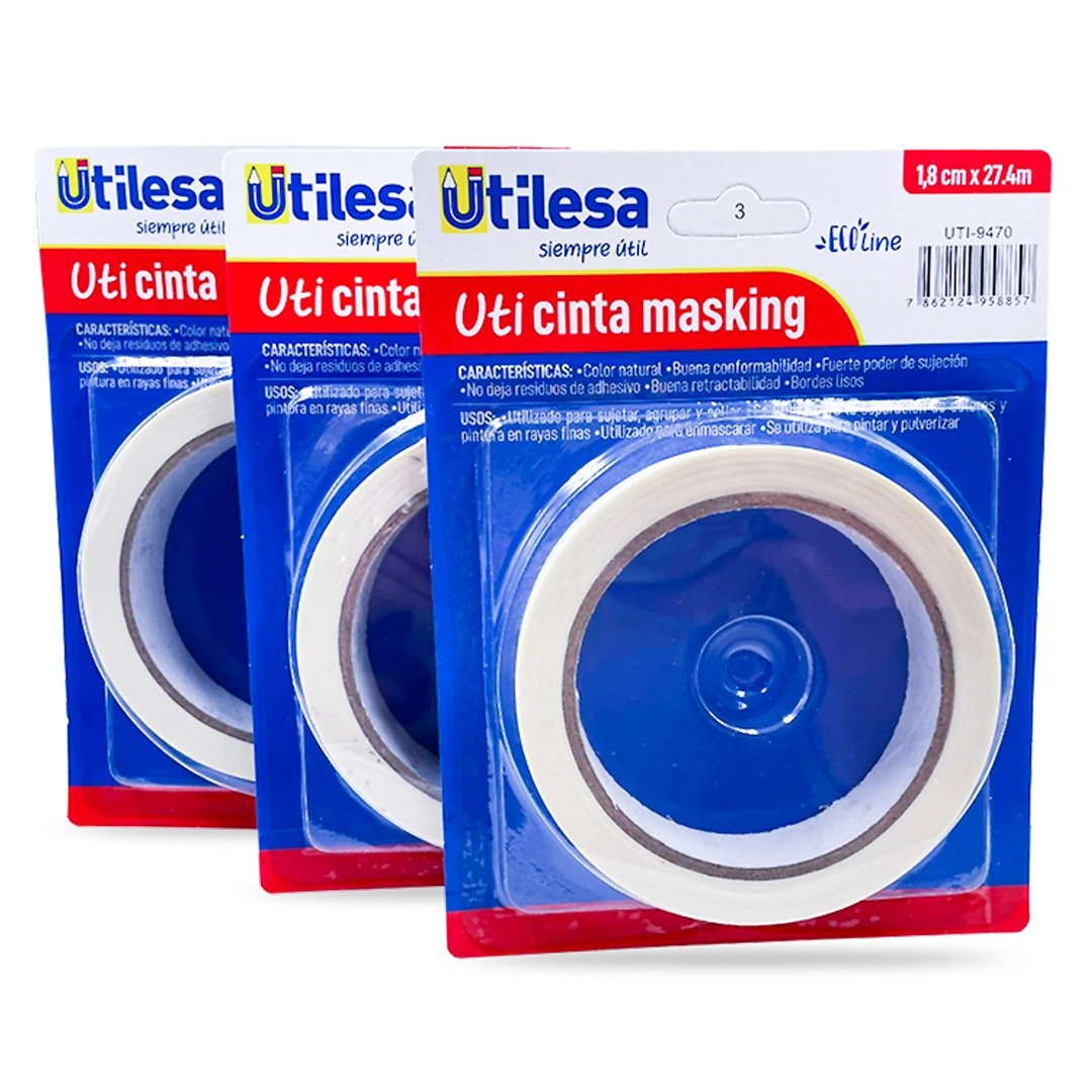 Cinta Masking Utilesa 18 mm x 30 Y Blister