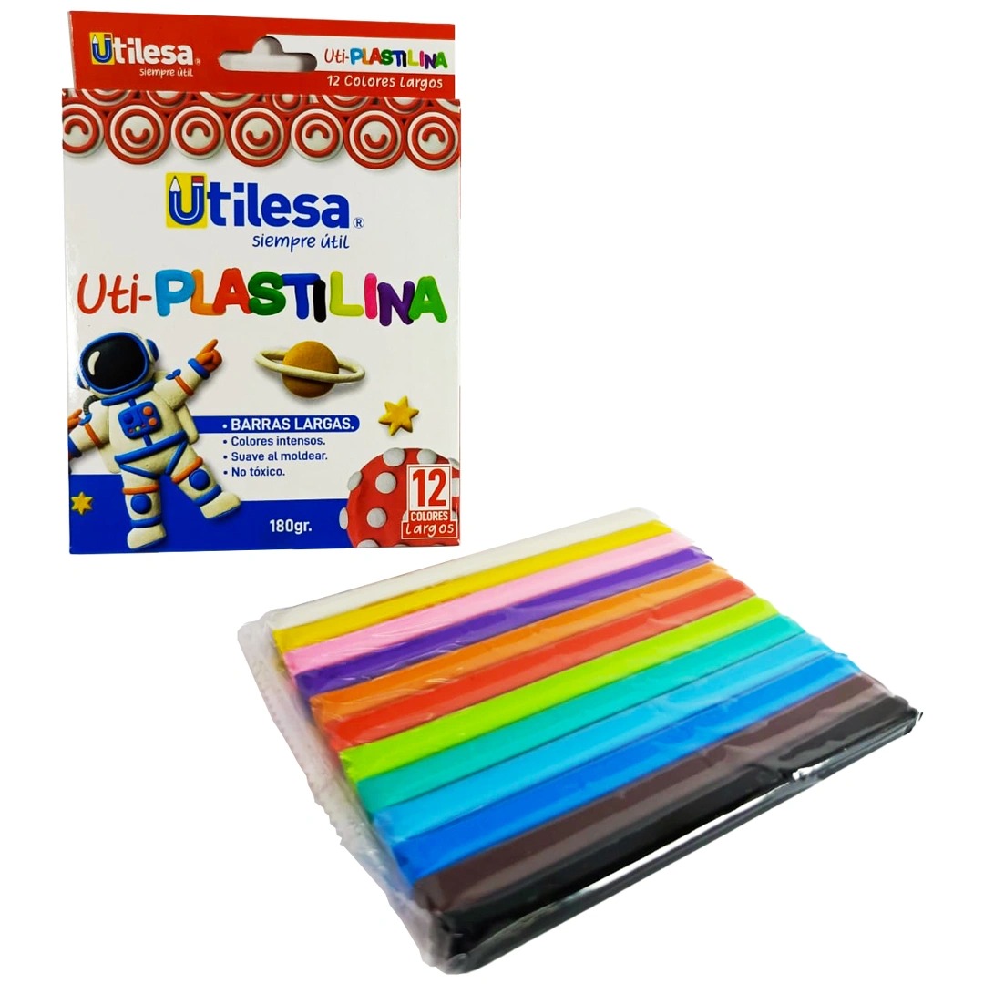 Plastilina Larga 12 Colores Utilesa 180 g