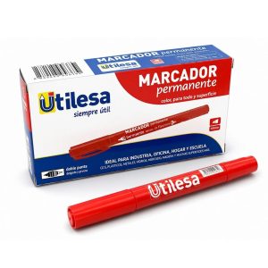 Marcador Permanente Rojo Doble Punta Fino y Ultra Fino Utilesa
