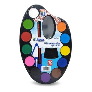 Acuarela 12 Colores Tipo Paleta Utilesa