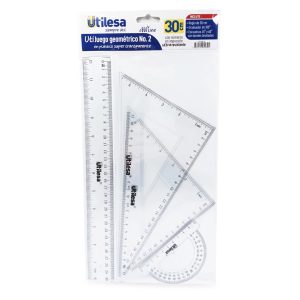 Juego Geométrico 30 cm Plástico Transparente Utilesa