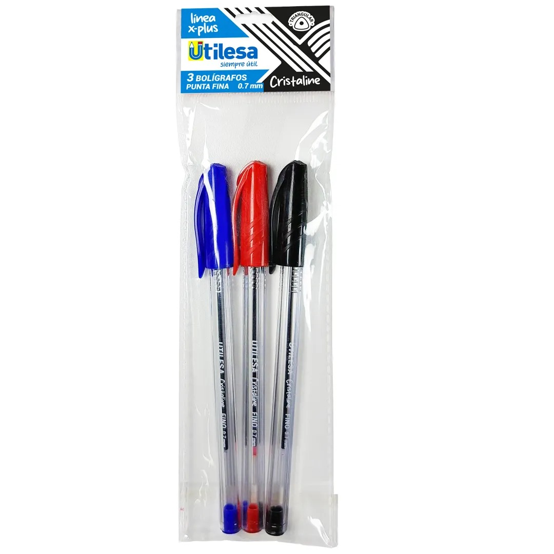Bolígrafo Línea X-Plus Cristaline Punta Fina Blíster x3